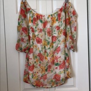 Strapless long sleeve floral mini dress